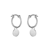 sterling silver mini disc huggie hoop earrings sideview