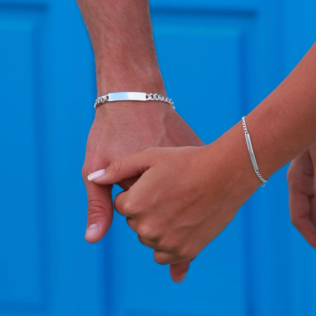 engraved sterling silver id bracelet for men and women