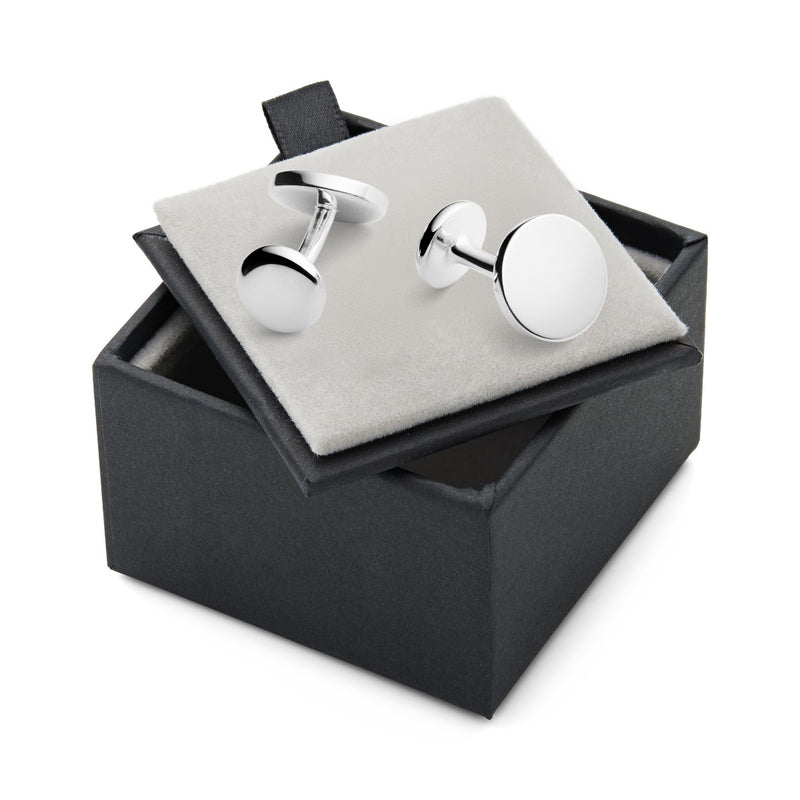 Engrave these gift boxed sterling silver round cufflinks