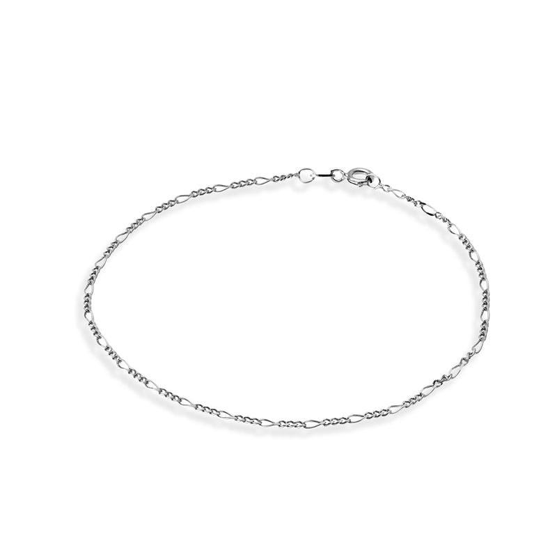 sterling silver figaro chain anklet