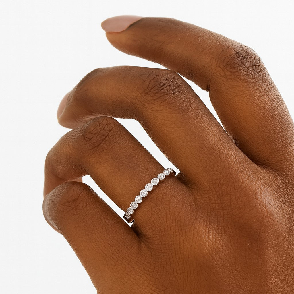 sterling silver eternoty style multi bezel ring