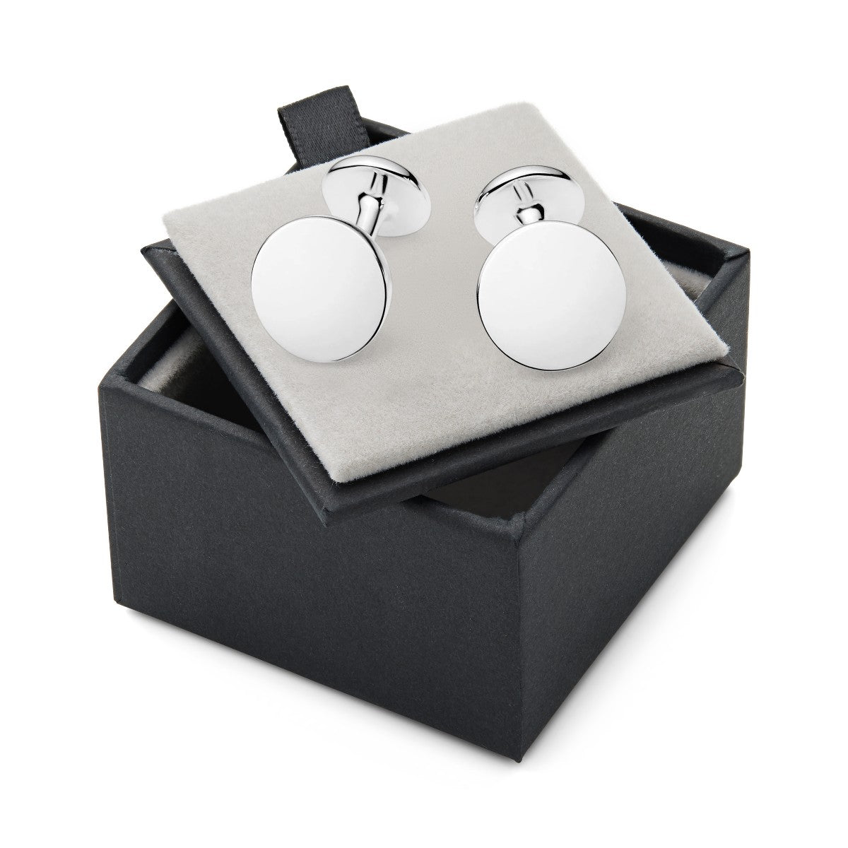 solid sterling silver round cufflinks with gift box add engraving