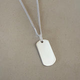 silver dog tag necklace with curb chain 