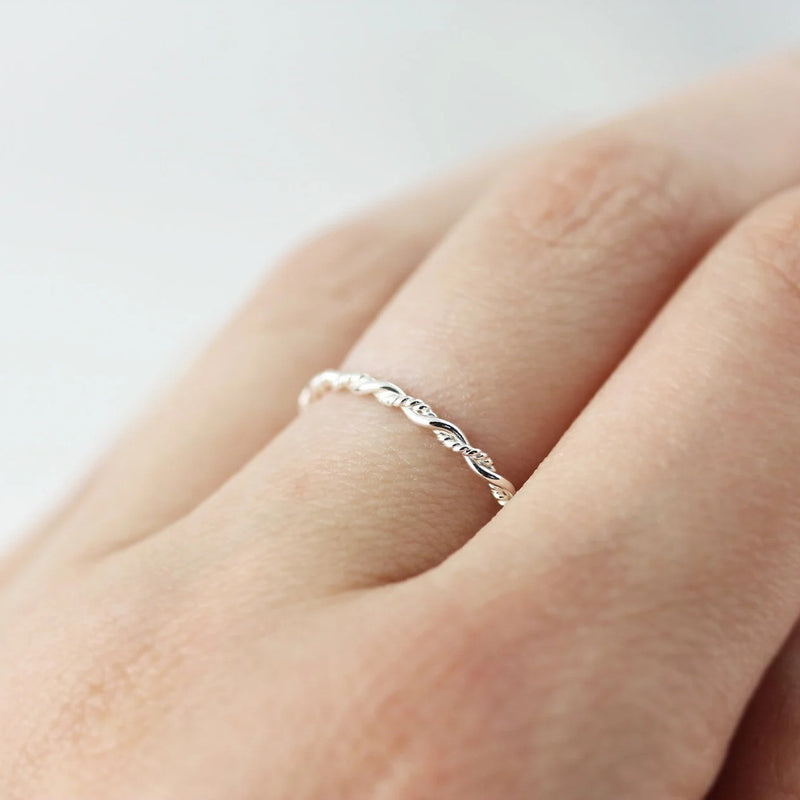 twisted ring made from sterling silver stackable