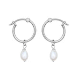Silver Mini Pearl Hoop Earrings