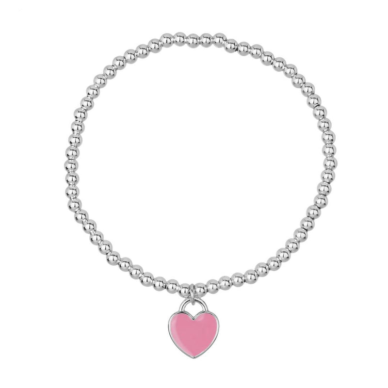 stretch bead bracelet with personalised heart pendant