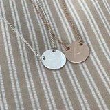 suspended disc initial necklaces