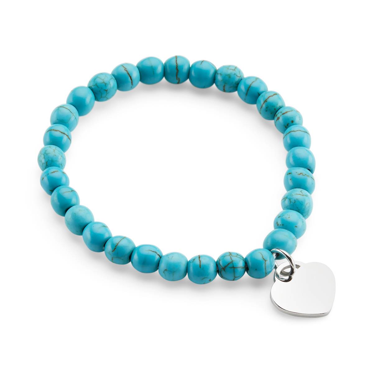 turquoise bead bracelet with engraved pendant