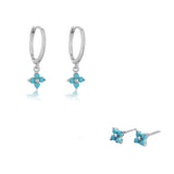 Flower Earring Set - Huggie Hoop and Matching Stud