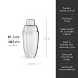 Personalised Viski Stainless Steel Heavyweight Cocktail Shaker