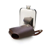 Viski engraved stainless steel hip flask 148ml with leather travel case
