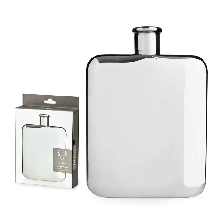Viski Silver Flask engraved retirement gift