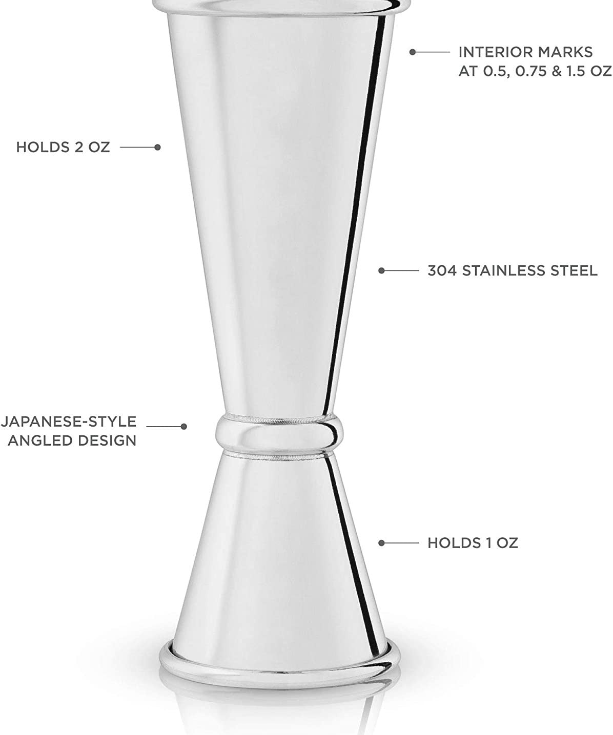 Close-up of the engraving area on the Viski Professional Japanese jigger, ideal for personalisation