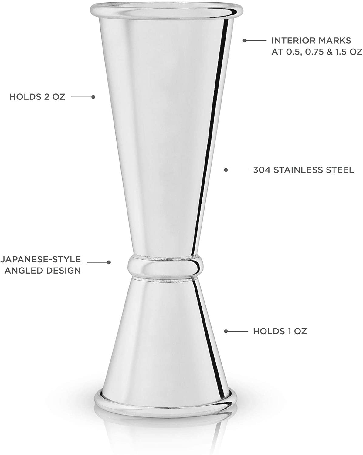 Close-up of the engraving area on the Viski Professional Japanese jigger, ideal for personalisation