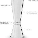 Close-up of the engraving area on the Viski Professional Japanese jigger, ideal for personalisation