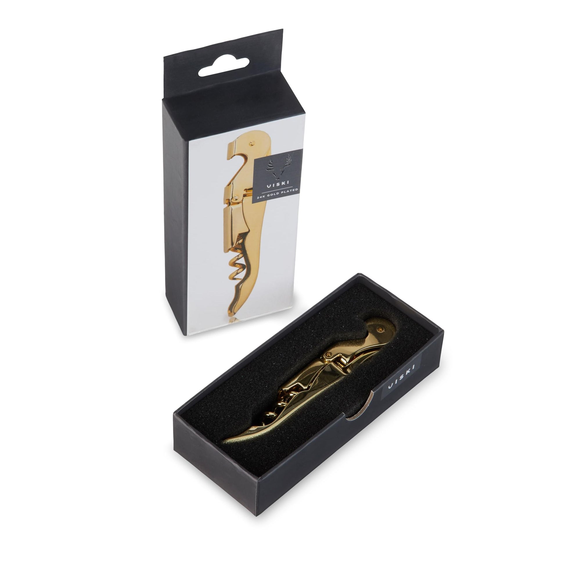 viski gold corkscrew and bottle opener with box