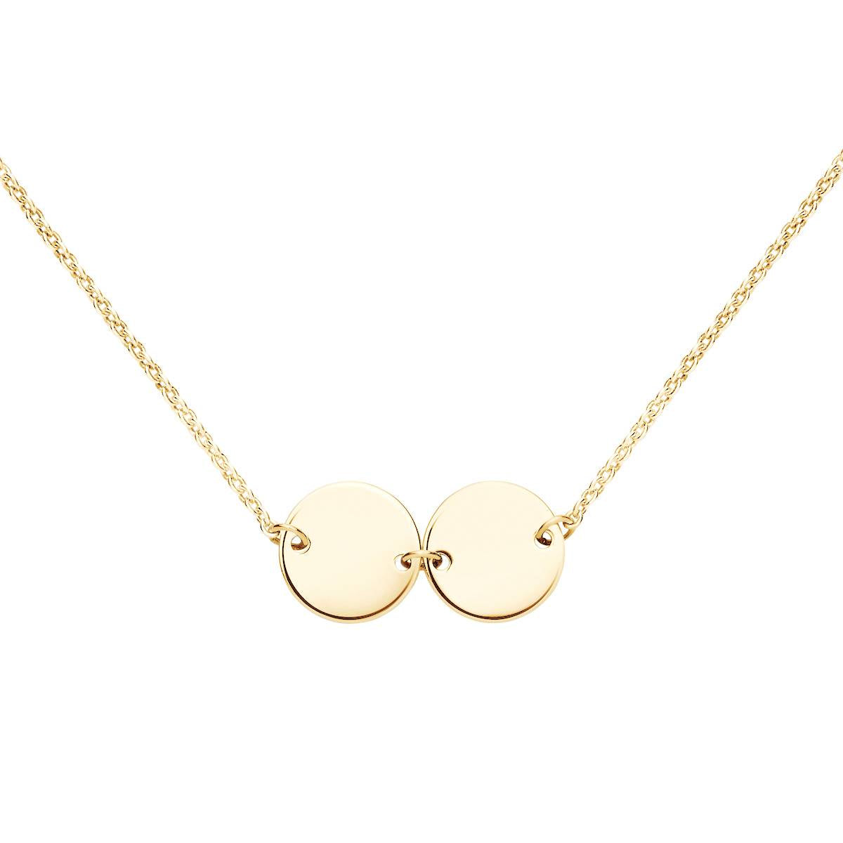 yellow gold double disc necklace