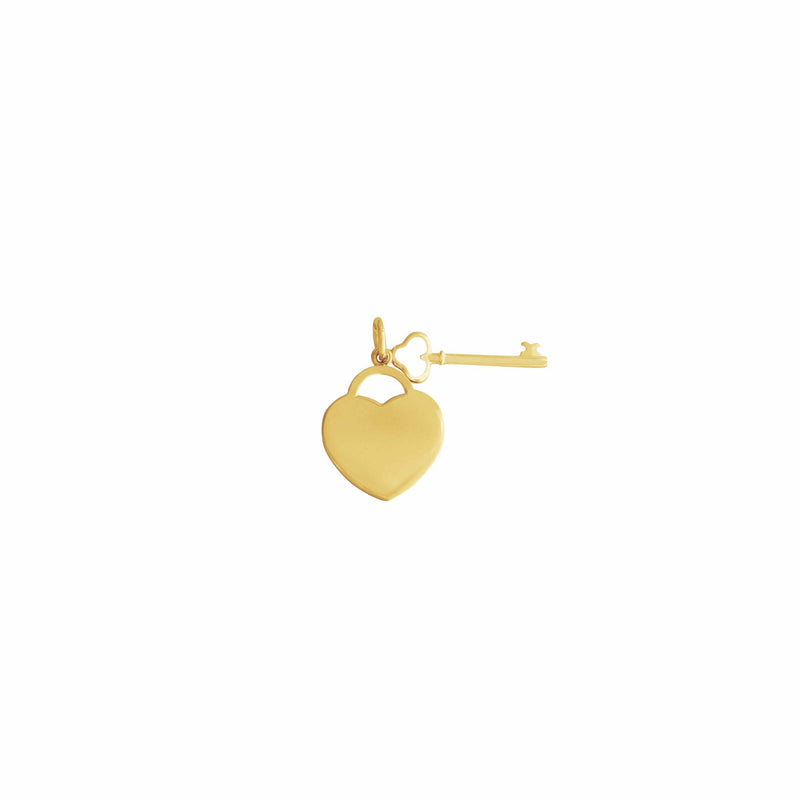 yellow gold heart and key pendant