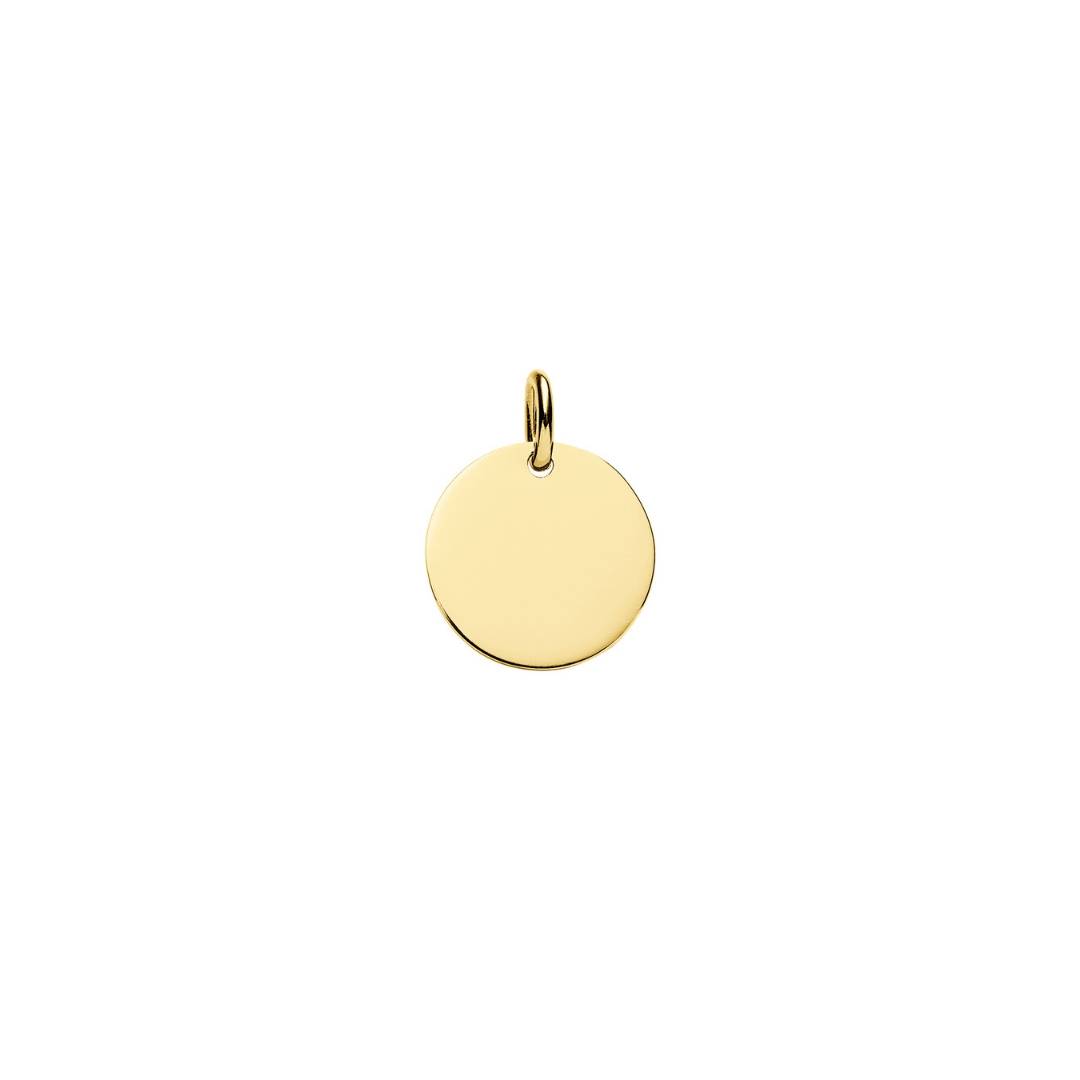 engraved yellow gold 10m disc pendant