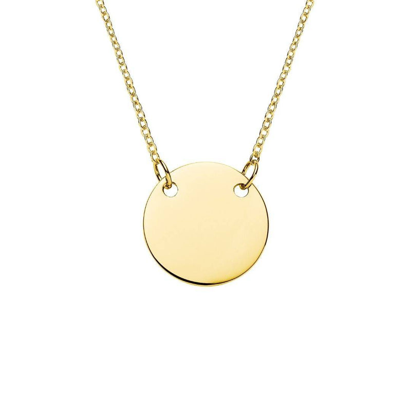 yellow gold suspended disc necklace