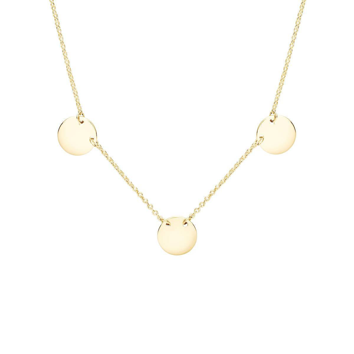 yellow gold triple disc necklace