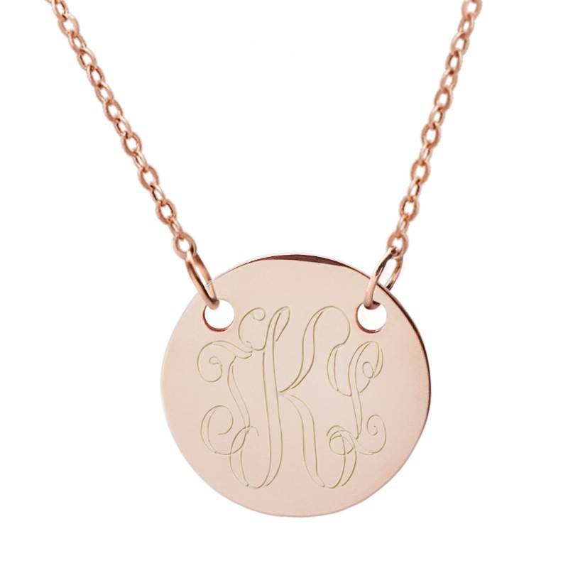 monogram necklace - engraved rose gold