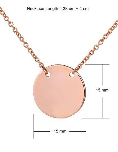 Rose gold suspended disc necklace - dimensions