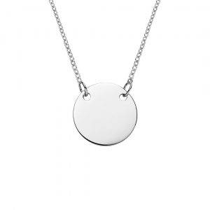 sterling silver engraved suspended disc necklace