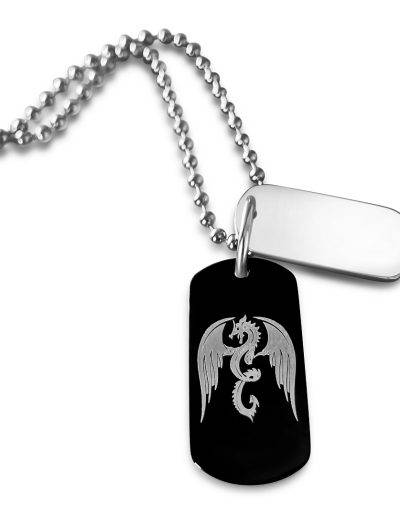 dog tag necklace with dragon engraved