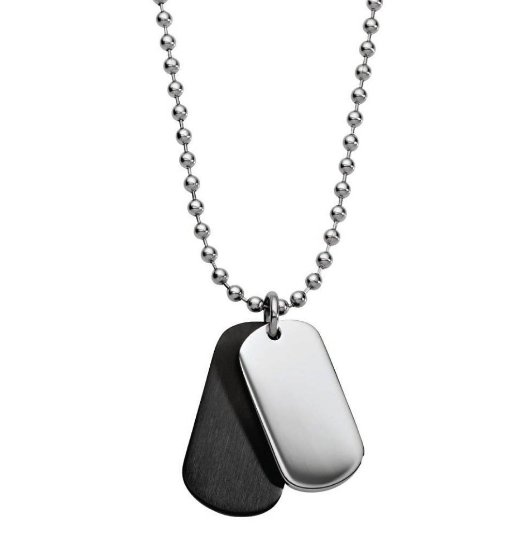 mens black steel double dog tags with ball chain