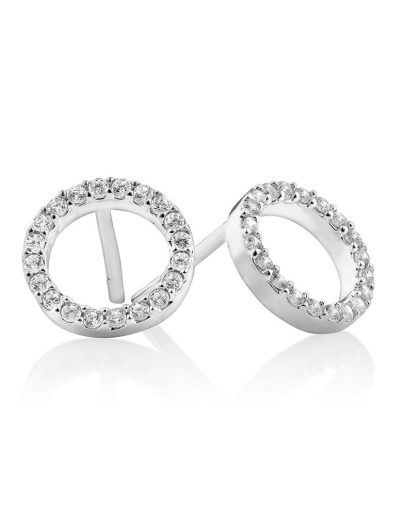 Sterling silver open circle cubic zirconia stud earrings