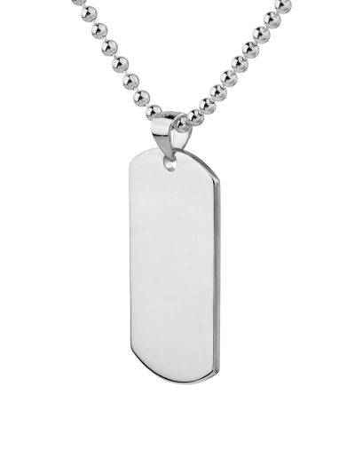 stainelss steel dogtag necklace side view