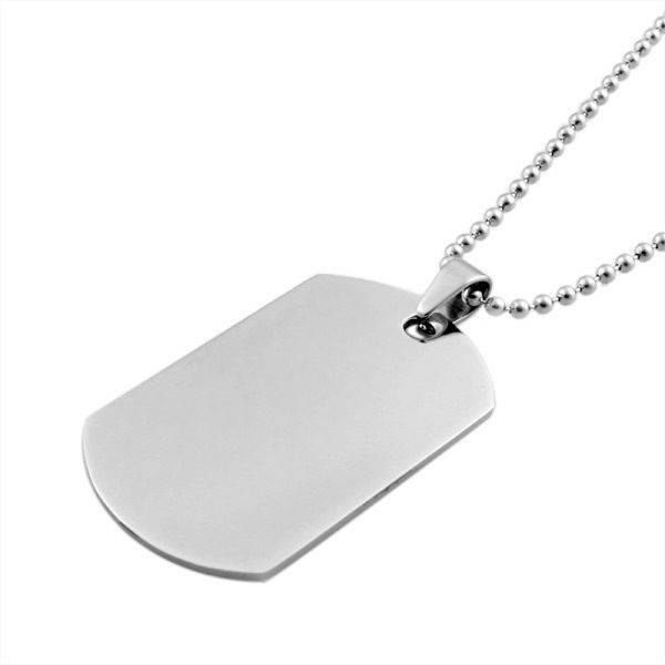 engravable mens stainless steel dog tag necklace with ball chain