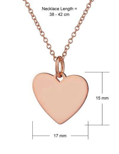rose gold heart necklace dimensions