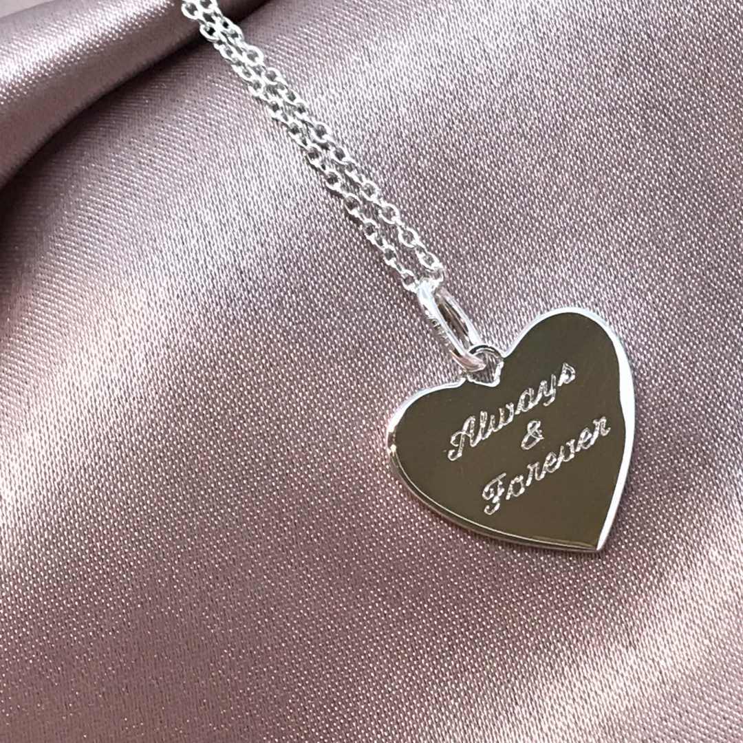 always & forever engraved on heart necklace