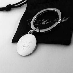 engraved handwriting on keyring for father's day gift