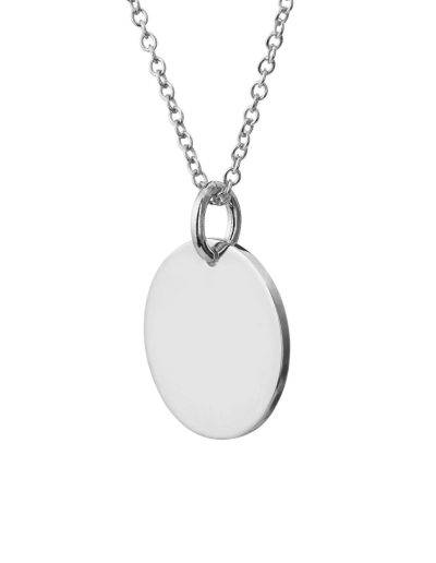 sterling silver disc necklace side view