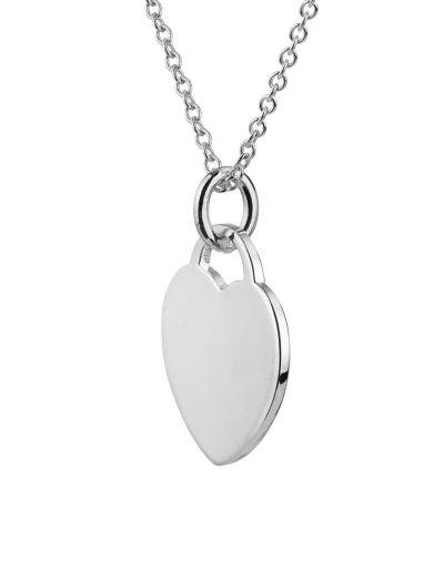 sterling silver heart tag necklace side view