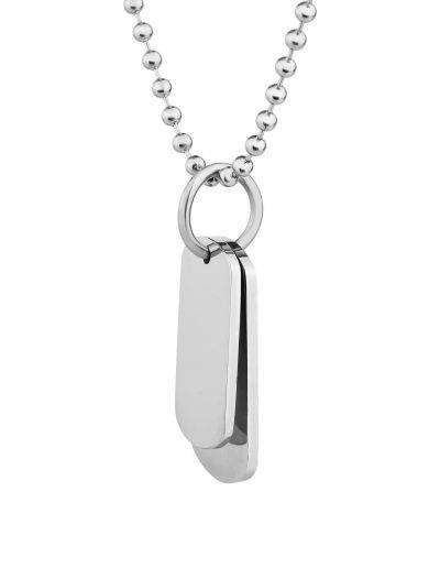 Men's Double Steel Engraved Dog Tag Necklace Side View