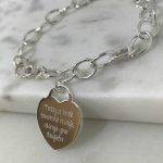 sterling silver cable bracelet and large heart tag