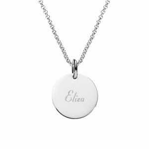 my name necklace - silver disc & rolo chain