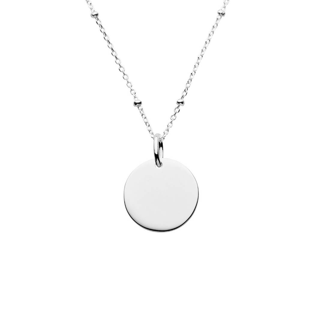 silver mini disc satellite necklace
