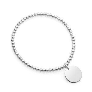 sterling silver stretch bead bracelet with disc bracelet