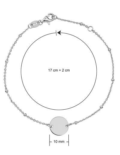 silver suspended disc bracelet dimensions