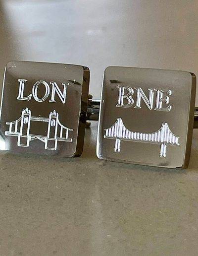 bridge custom design engraved on square cufflinks