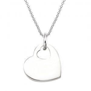 engraved sterling silver heart cut out necklace