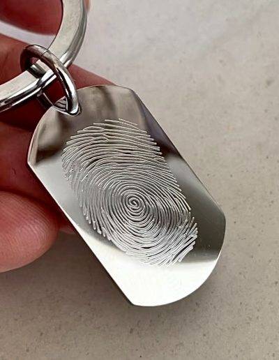 finger print engraved onto keyring