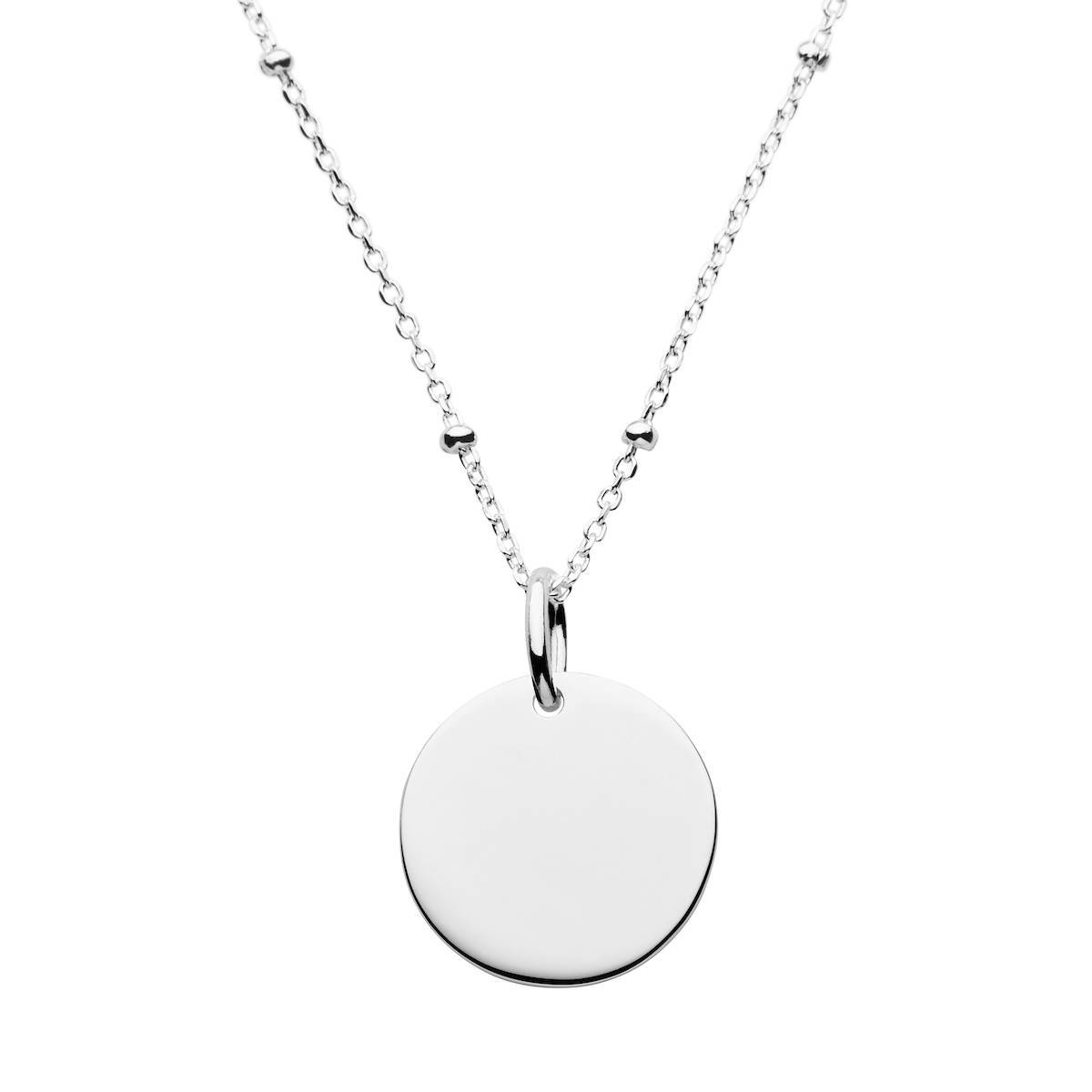 sterling silver satellite chain with circle pendant