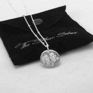 couple photo engraved on necklace