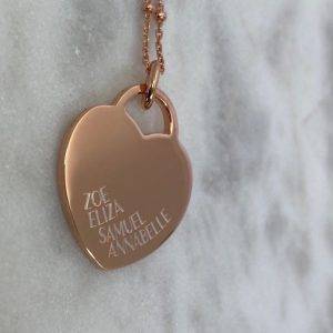 large heart tag pendant engraved